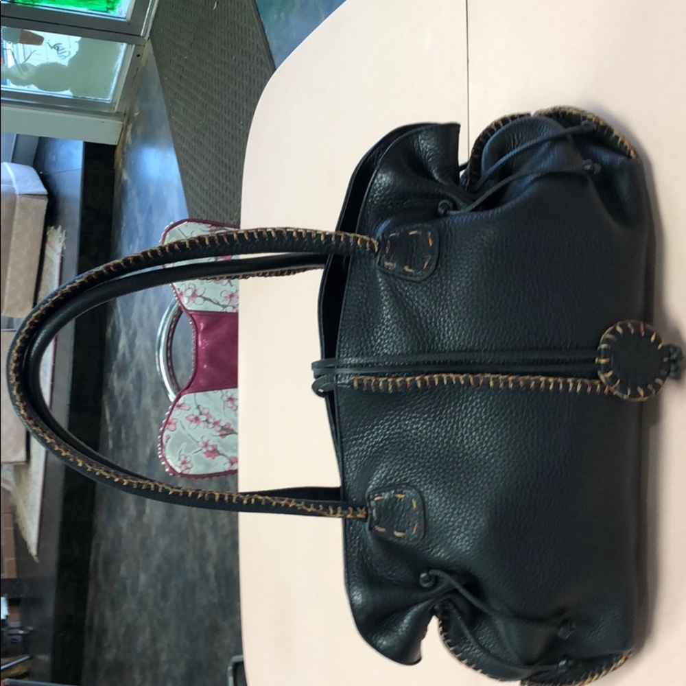 Carlos Falchi black grained leather Doctor’s Bag